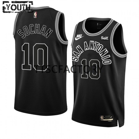 Maglia NBA San Antonio Spurs Jeremy Sochan 10 Nike 2022-23 Classic Edition Nero Swingman - Bambino